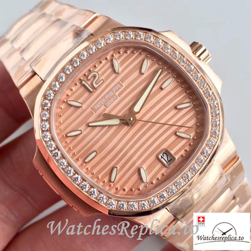 Swiss Patek Philippe Nautilus Ladies Replica 7118/1200R Diamonds Bezel 35.2MM - Replica Watches Shop