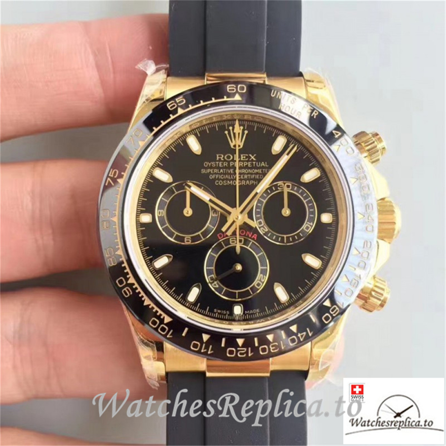 Swiss Rolex Daytona Cosmograph Replica 116518LN 002 Black Rubber Strap 40MM - Replica Watches Shop