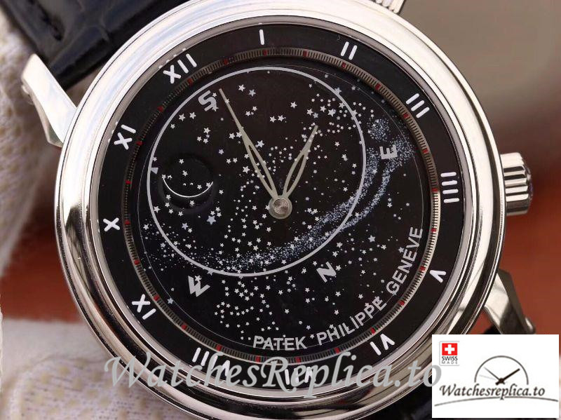 Swiss Patek Philippe Grand Complications Sky Moon Celestial Replica 5102G Black Strap 43MM - Replica Watches Shop