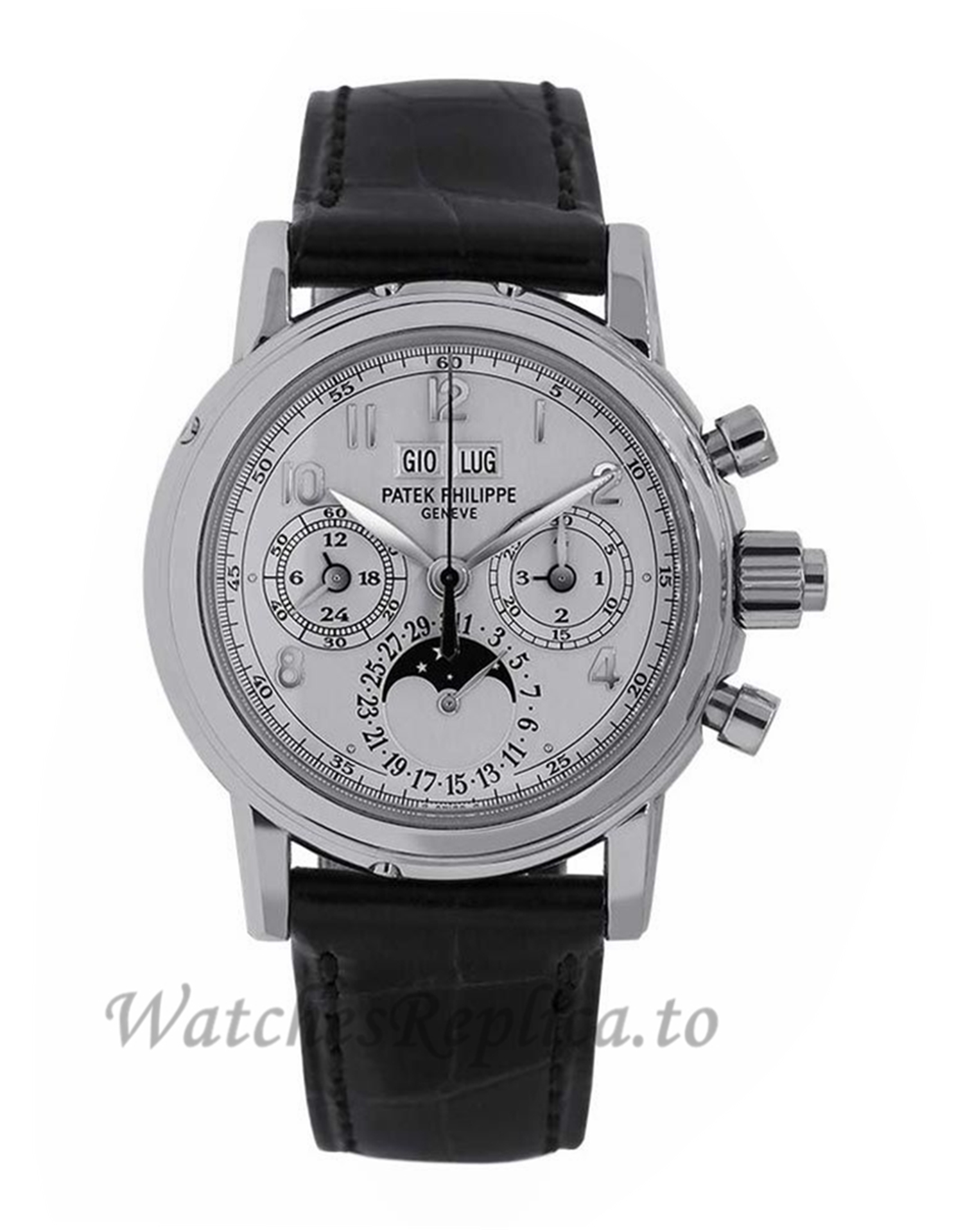 Patek Philippe Replica Grand ComplicationsWhite Gold Perpetual 37MM Watch 5004G014 - Replica Watches Shop