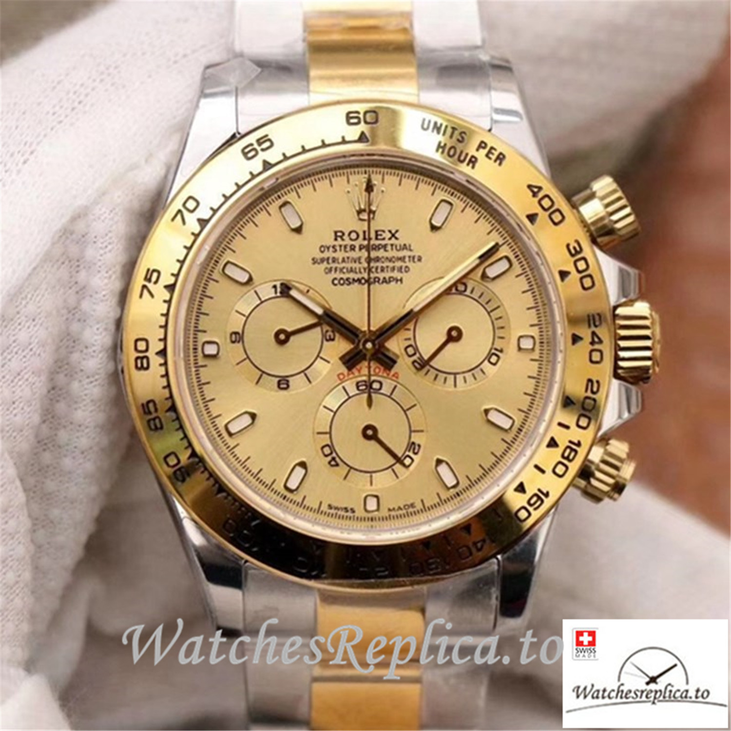 Swiss Rolex Daytona Cosmograph Replica M116503-0003 Silver And Gold Strap 40MM - Replica Watches Shop