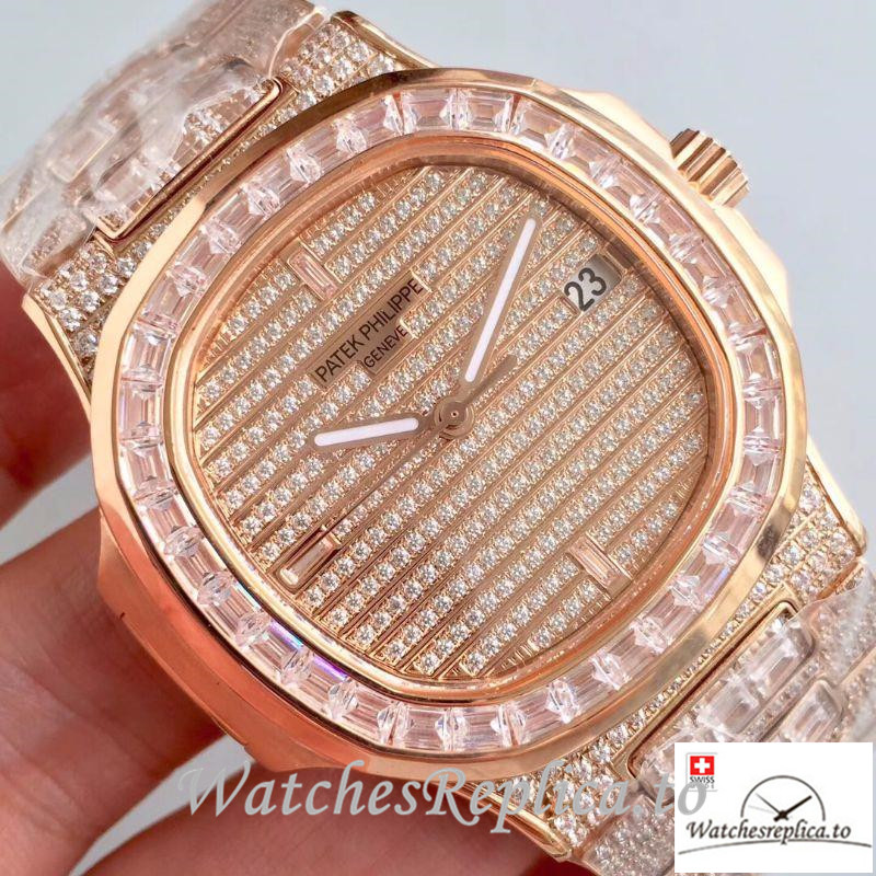 Swiss Patek Philippe Nautilus Jumbo Replica 5719/1G-001 001 Diamonds Strap 40MM - Replica Watches Shop