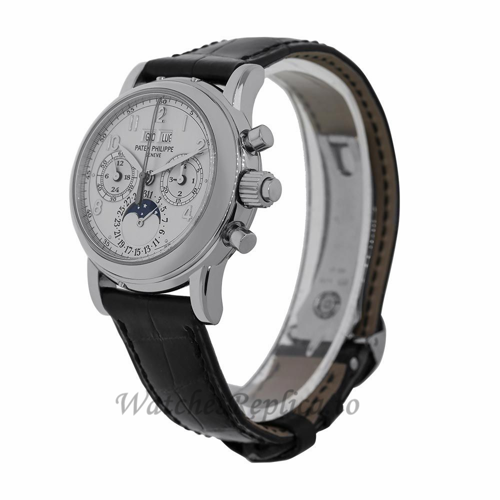 Patek Philippe Replica Grand ComplicationsWhite Gold Perpetual 37MM Watch 5004G014 - Replica Watches Shop