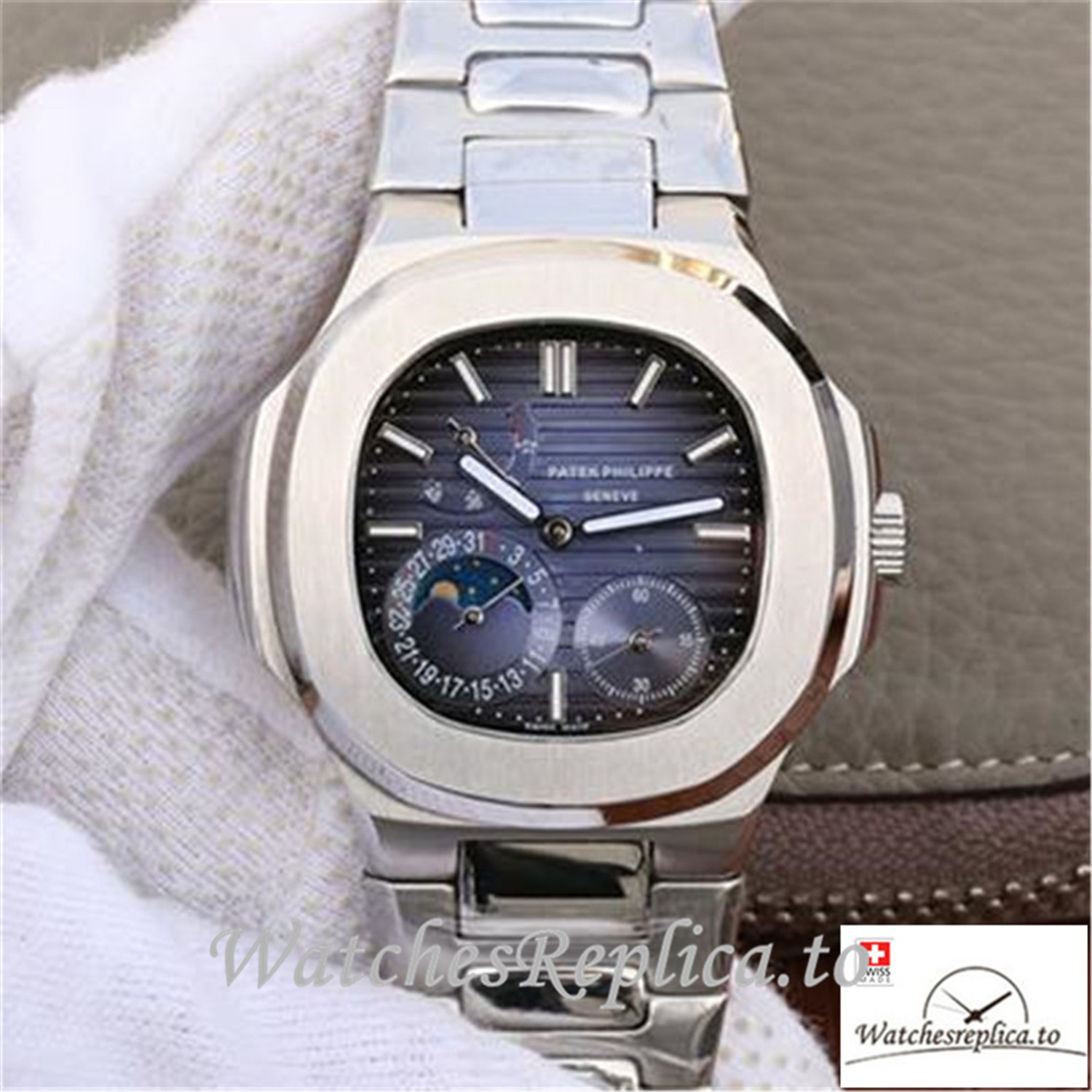 Swiss Patek Philippe Nautilus Moonphas Replica 5712/1A-001 Stainless Steel Bezel 40MM - Replica Watches Shop