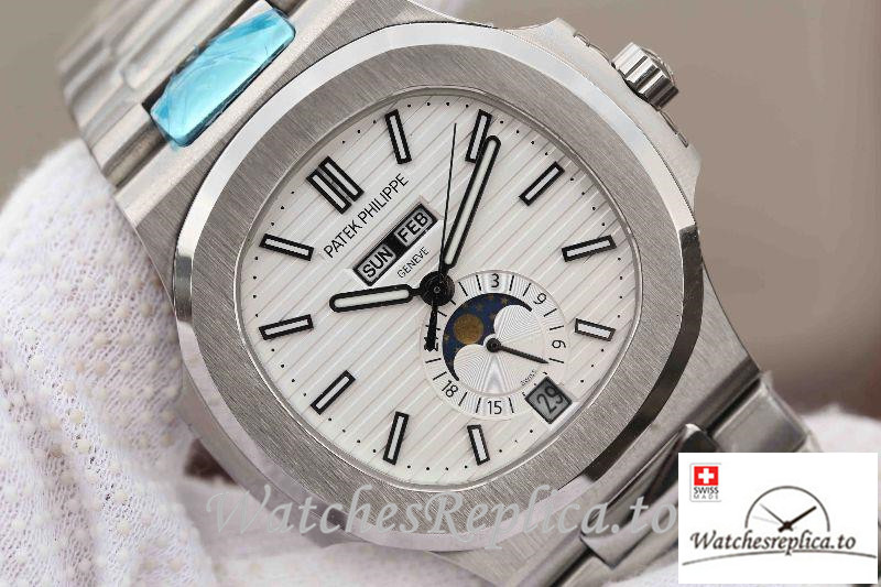 Swiss Patek Philippe Nautilus Annual Calendar Moonpha Replica 5726/1A-010 Stick Markers 40MM - Replica Watches Shop