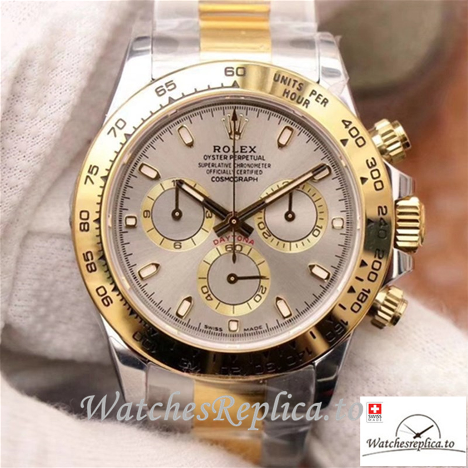 Swiss Rolex Daytona Cosmograph Replica M116503-0002 Gray And Gold Strap 40MM - Replica Watches Shop