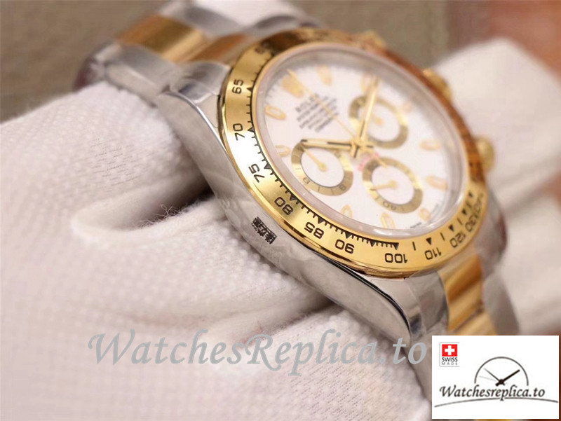 Swiss Rolex Daytona Cosmograph Replica M116503-0001 Silver And Gold Strap 40MM - Replica Watches Shop