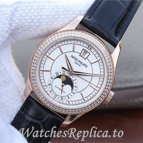 Patek Philippe Replica Complications 5205G-001 Leather strap 40MM - Replica Watches Shop