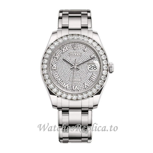 Replica Rolex Pearlmaster m86289-0005 39MM White Gold strap Ladies Watch - Replica Watches Shop