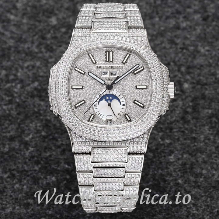 Patek Philippe Replica Nautilus 5726 Diamonds paved strap 40.5MM - Replica Watches Shop