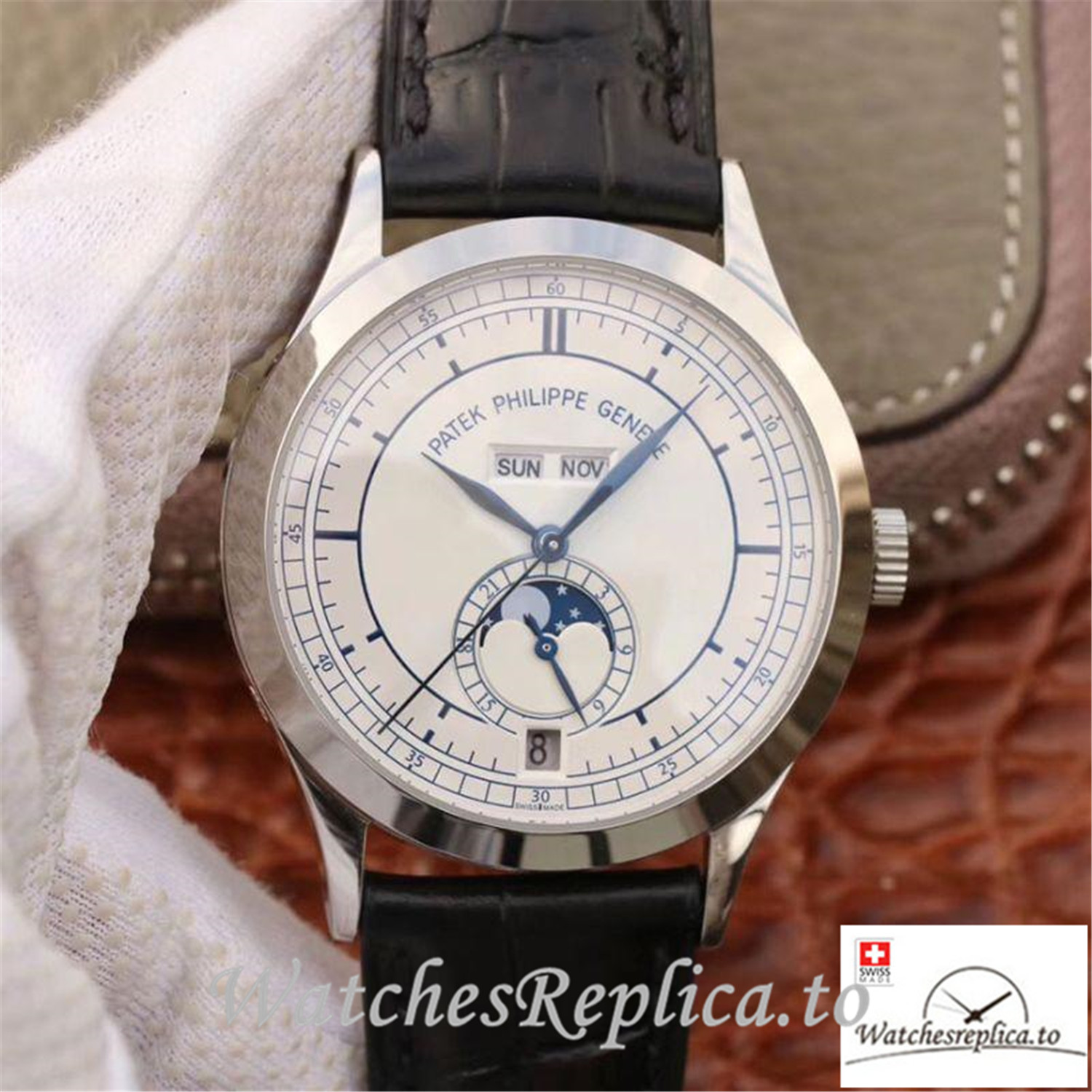 Swiss Patek Philippe Complications Annual Calendar Replica 5396G 001 Black Strap 42MM - Replica Watches Shop