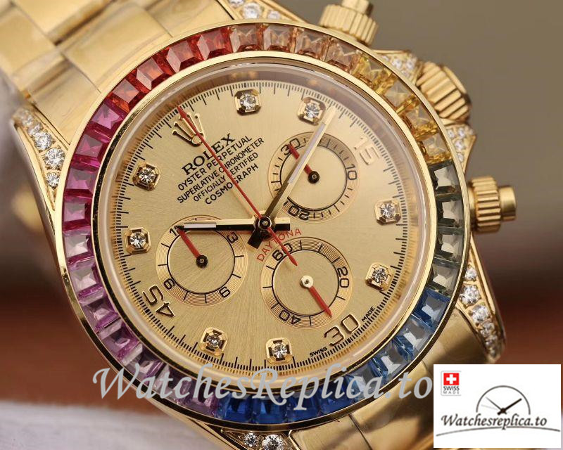 Swiss Rolex Daytona Cosmograph Replica 116598RBOW 001 Gold Strap 40MM - Replica Watches Shop