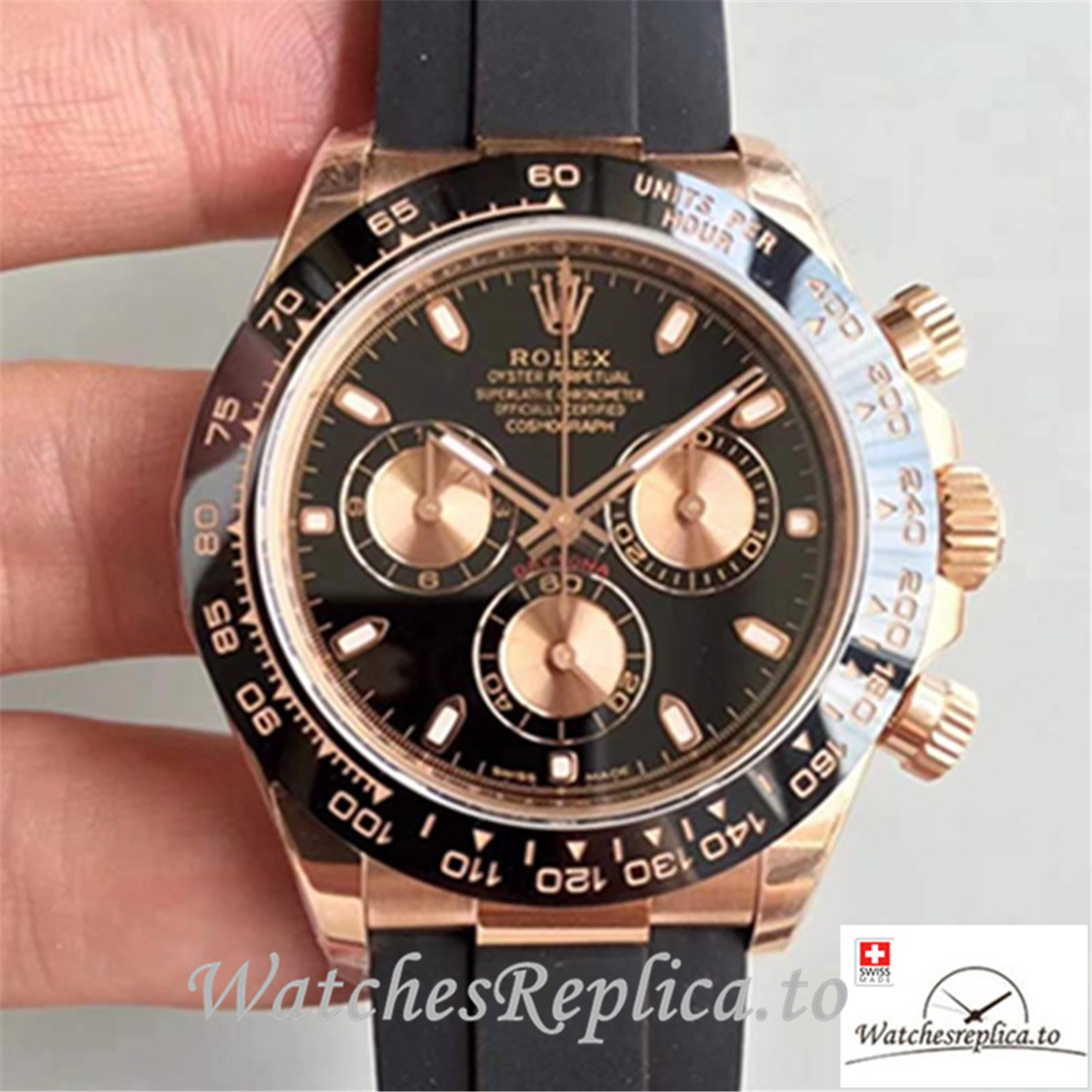 Swiss Rolex Daytona Cosmograph Replica 116515LN 003 Black Strap 40MM - Replica Watches Shop