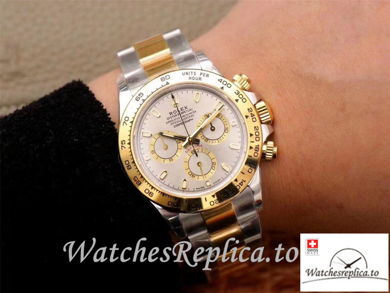 Swiss Rolex Daytona Cosmograph Replica M116503-0002 Gray And Gold Strap 40MM - Replica Watches Shop