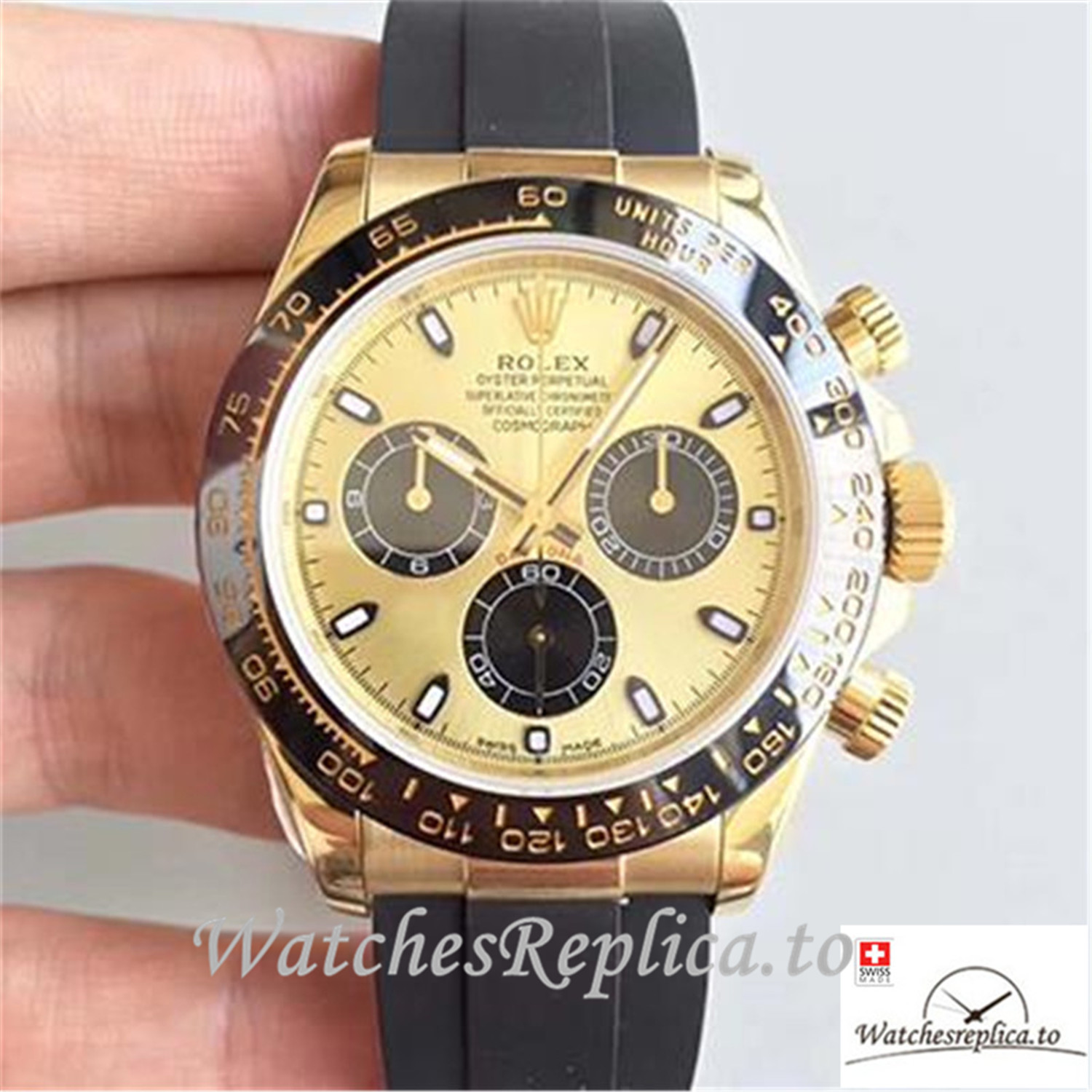 Swiss Rolex Daytona Cosmograph Replica 116518LN 001 Rubber Strap 40MM - Replica Watches Shop