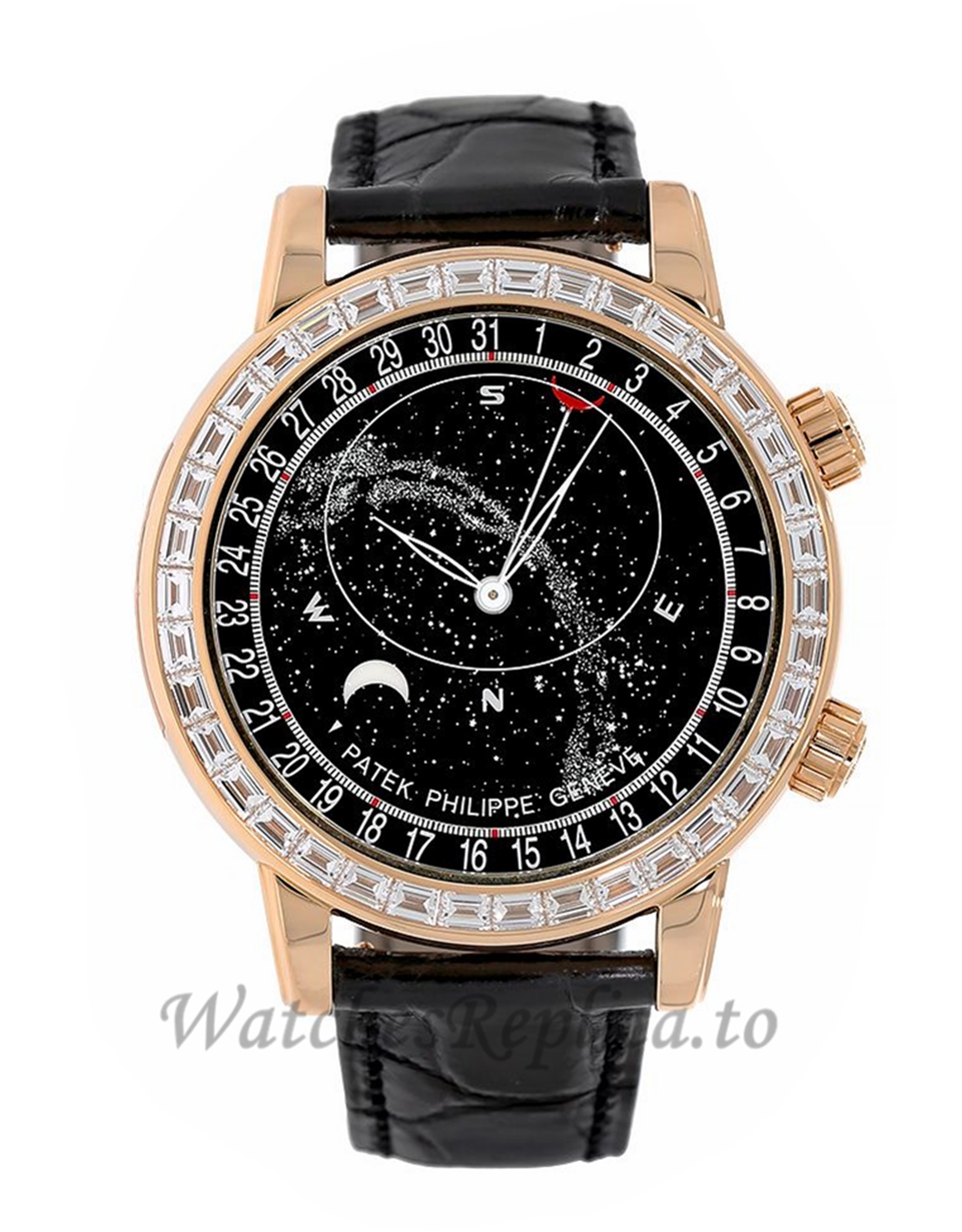 Patek Philippe Replica Grand Complications Rose Gold Gem Celestial 44MM Watch 6104R001 - Replica Watches Shop