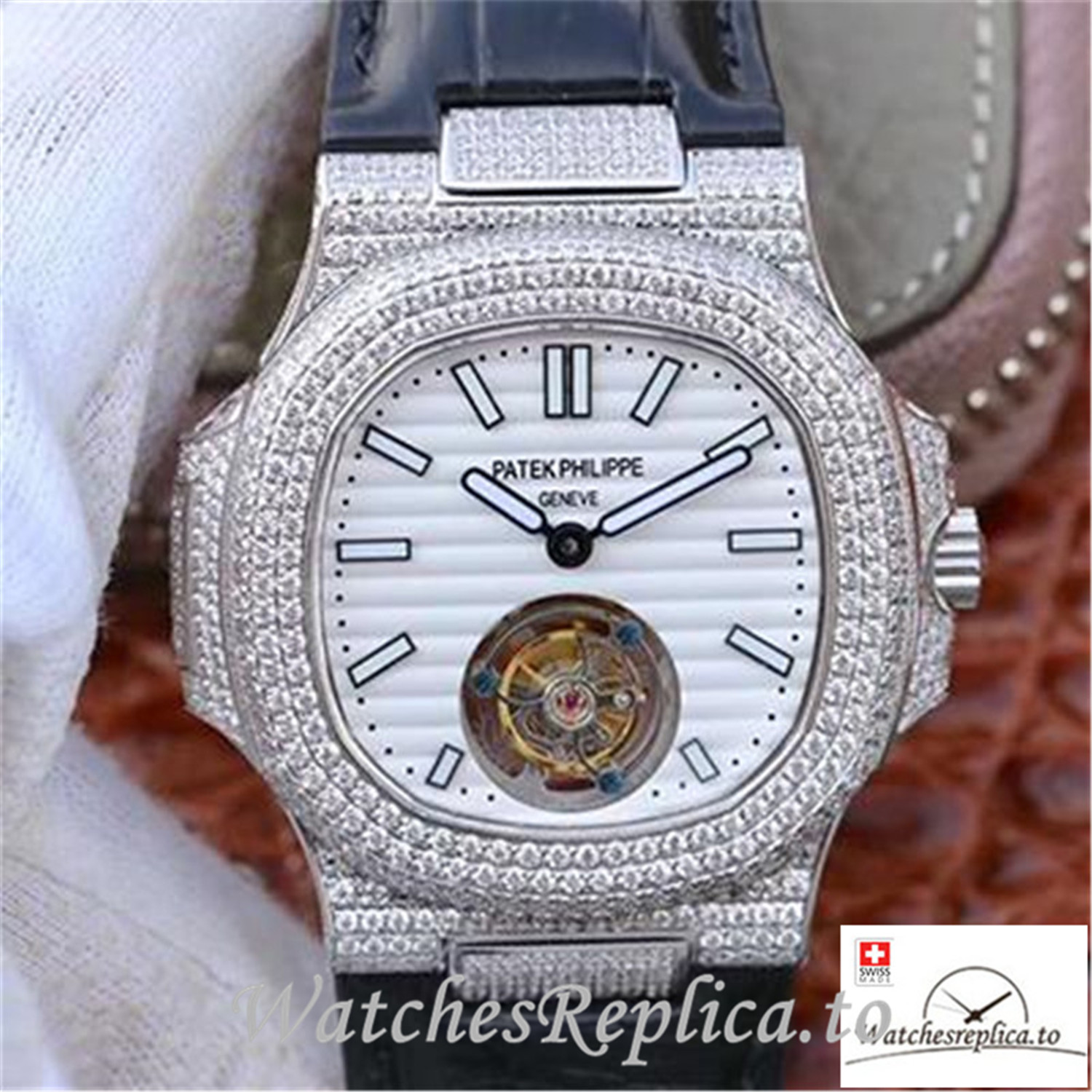Swiss Patek Philippe Nautilus Jumbo Replica 5711 003 Black Strap 40MM - Replica Watches Shop