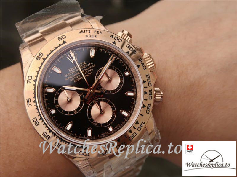 Swiss Rolex Daytona Cosmograph Replica 116508-001 Rose Gold Strap 40MM - Replica Watches Shop