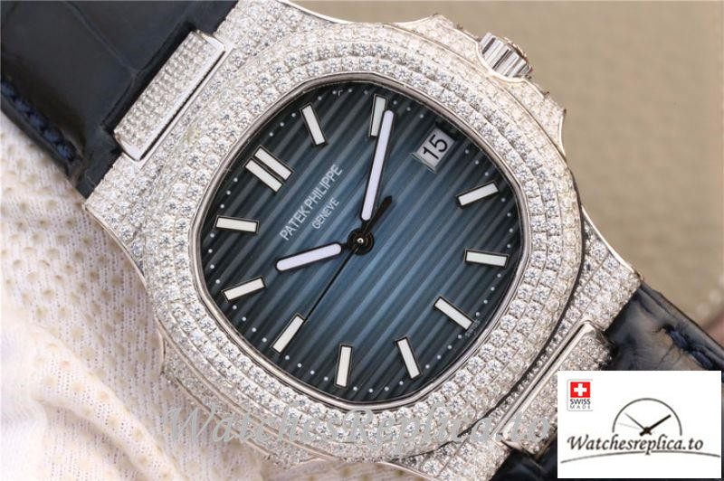 Swiss Patek Philippe Nautilus Jumbo Replica 5719/1G-001 003 Black Strap 40MM - Replica Watches Shop