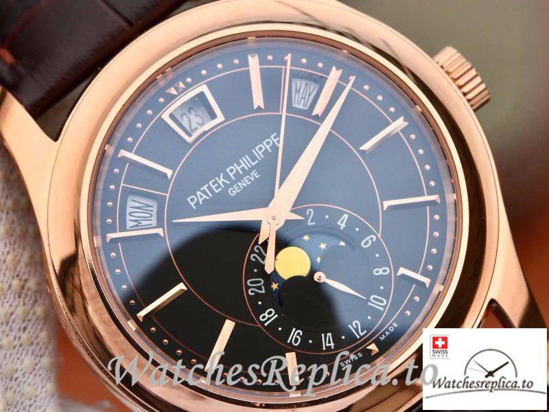 Swiss Patek Philippe Grand Complications Annual Calendar Replica 5205G-001 Brown Strap 40MM - Replica Watches Shop