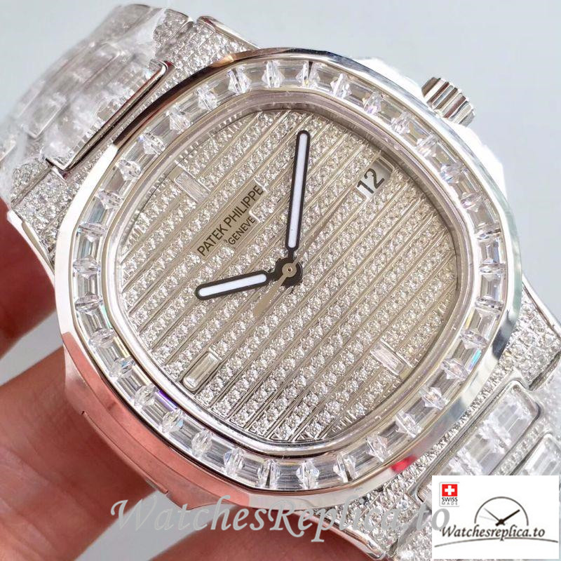 Swiss Patek Philippe Nautilus Jumbo Replica 5719/1G-001 002 Diamonds Strap 40MM - Replica Watches Shop