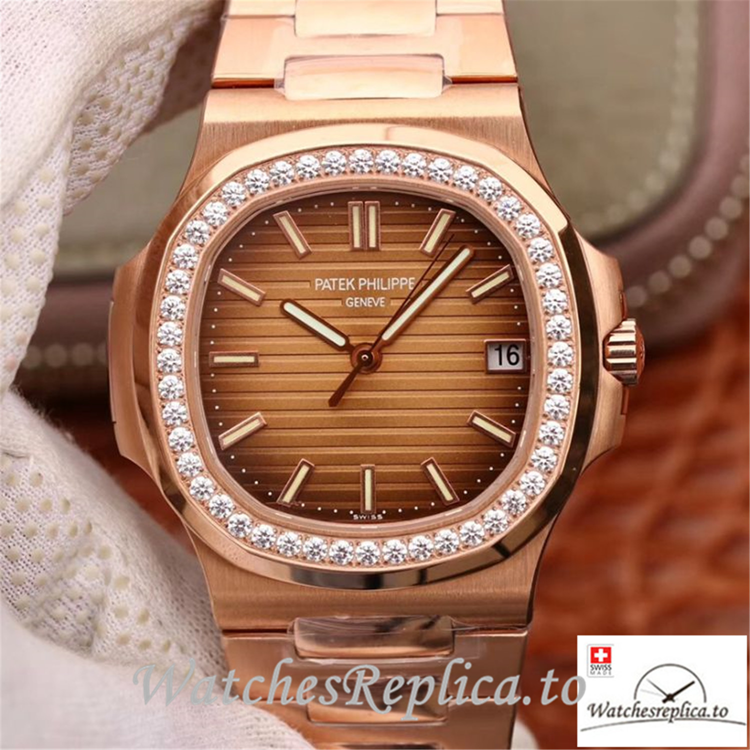 Swiss Patek Philippe Nautilus Replica 5711 007 Diamonds Bezel 40MM - Replica Watches Shop
