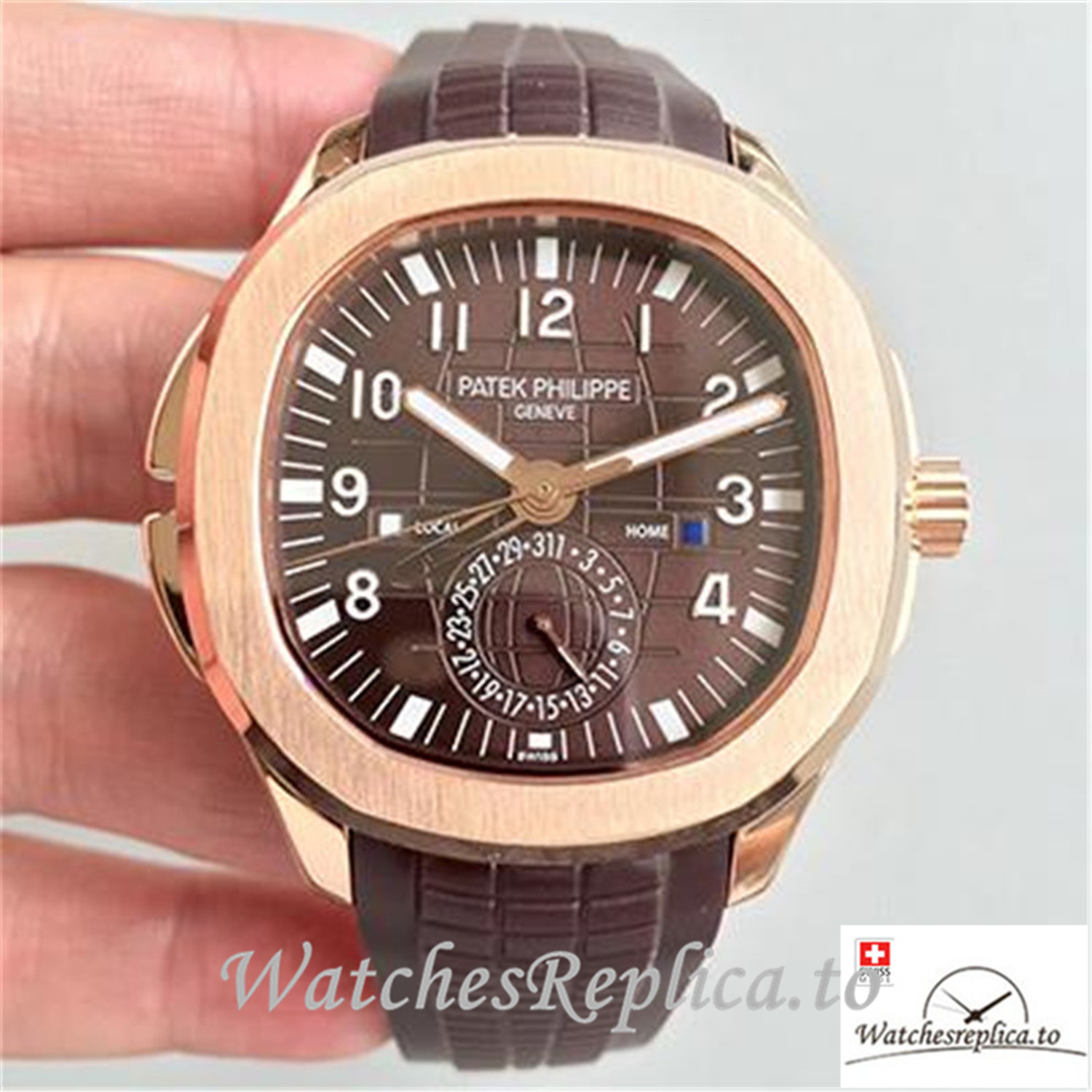 Swiss Patek Philippe Aquanaut Travel Time Replica 5164R-001 Dark Brown Strap 40.5MM - Replica Watches Shop