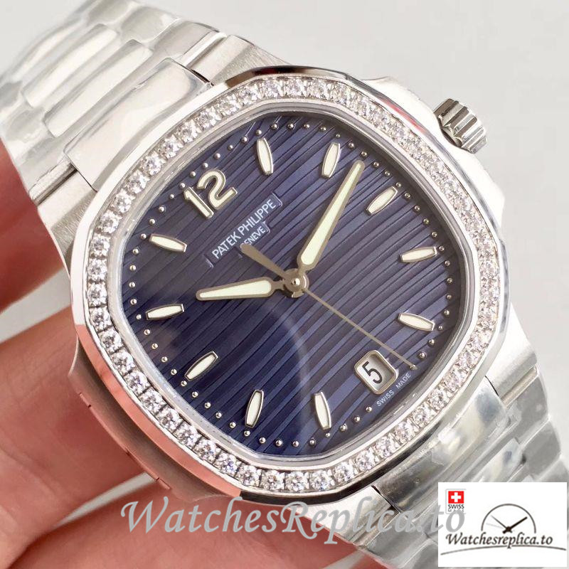 Swiss Patek Philippe Nautilus Ladies Replica 7018/1A-010 Diamonds Bezel 35.2MM - Replica Watches Shop
