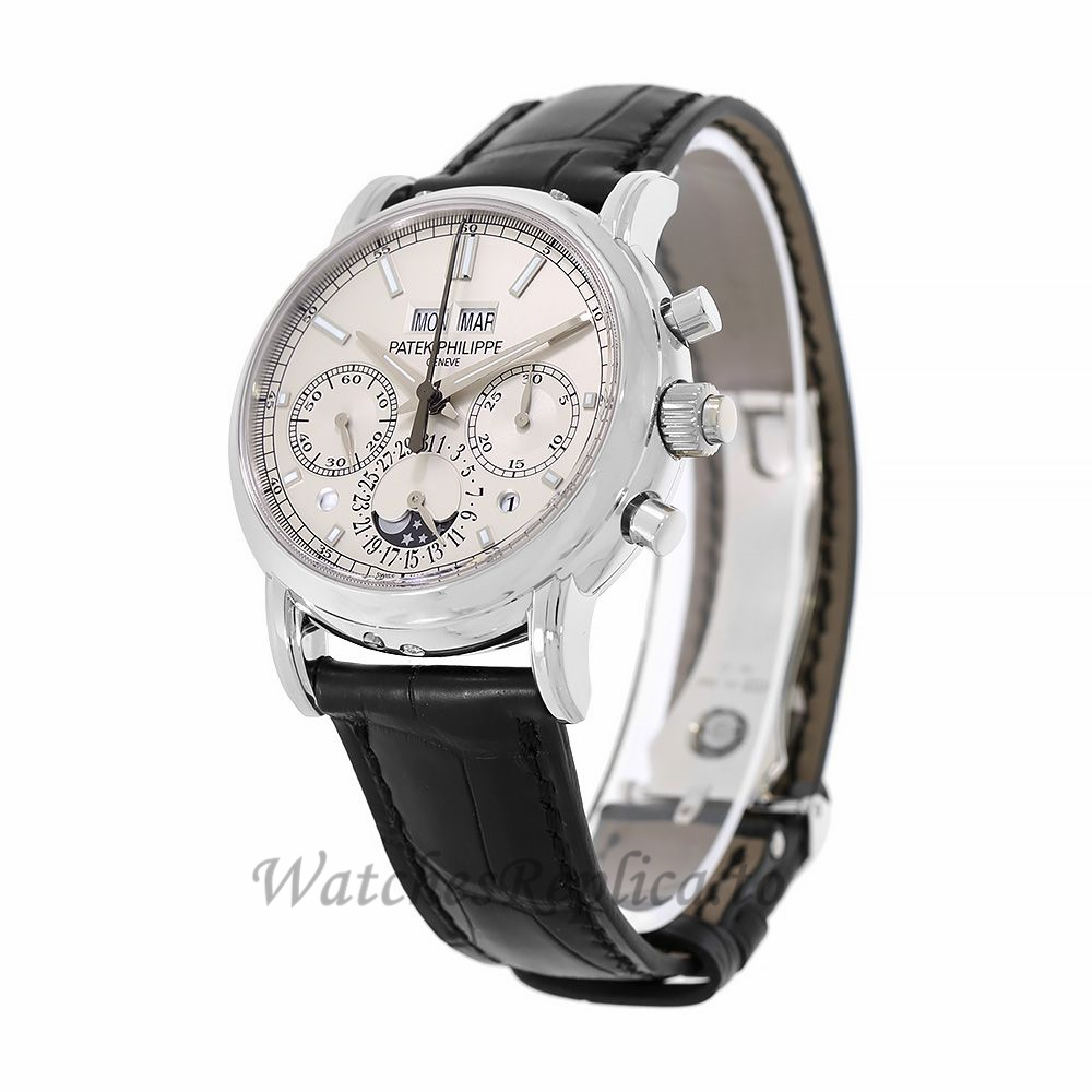 Patek Philippe Replica Grand Complications Platinum Perpetual 40MM Watch 5204P010 - Replica Watches Shop