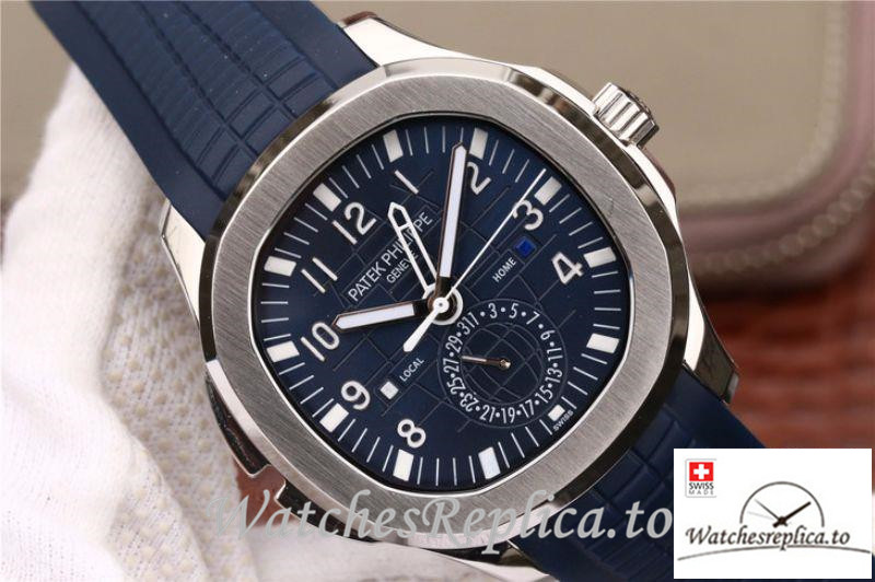 Swiss Patek Philippe Aquanaut Dual Time Replica 5164A-001 Blue Strap 40.8MM - Replica Watches Shop