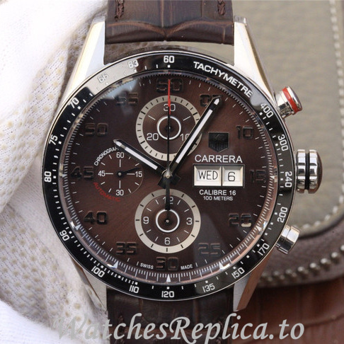 Tag Heuer Replica Carrera Leather strap 43MM - Replica Watches Shop