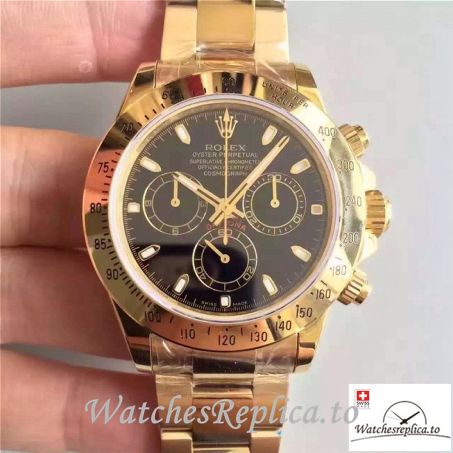 Swiss Rolex Daytona Cosmograph Replica 116528 Yellow Gold Bezel 40MM - Replica Watches Shop