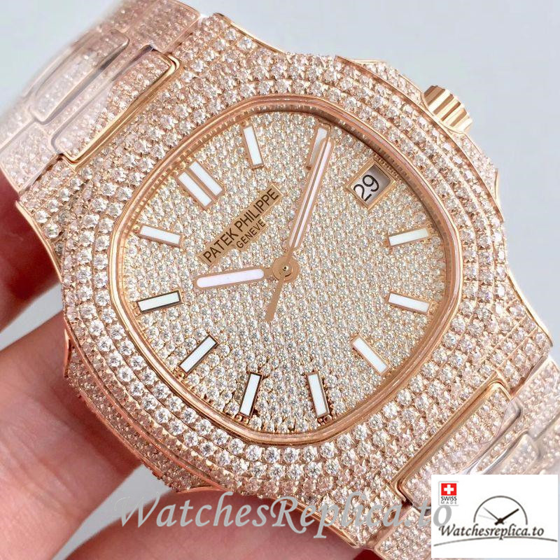 Swiss Patek Philippe Nautilus Jumbo Replica 5719/10G-010 Diamonds Bezel 40MM - Replica Watches Shop