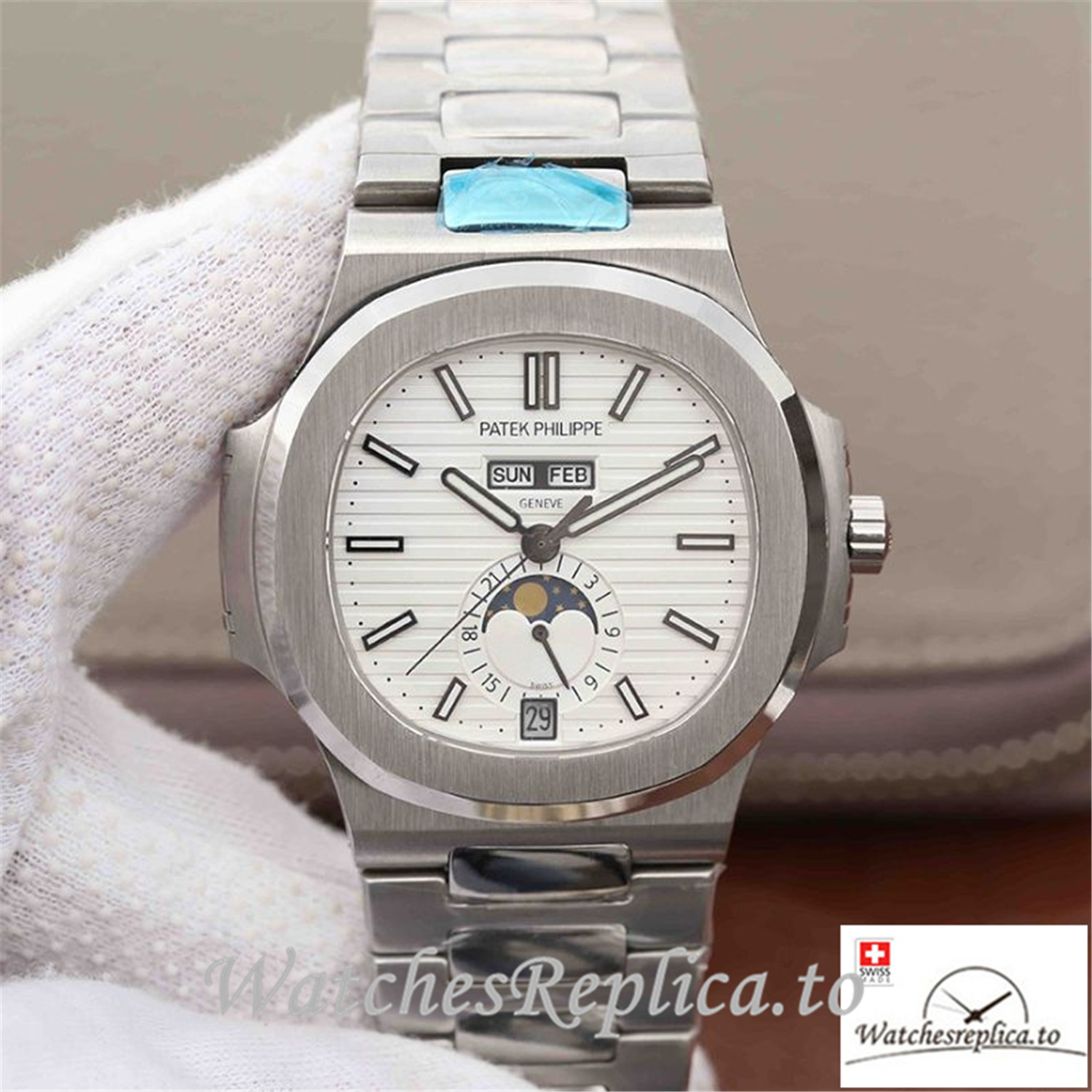 Swiss Patek Philippe Nautilus Annual Calendar Moonpha Replica 5726/1A-010 Stick Markers 40MM - Replica Watches Shop