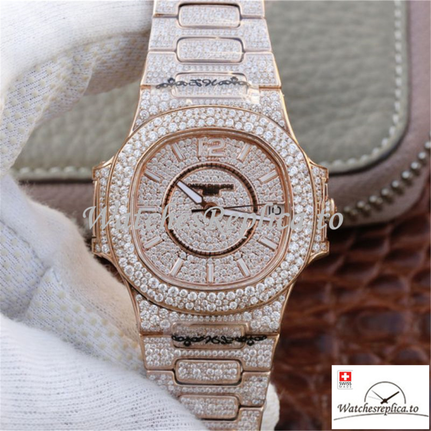 Swiss Patek Philippe Nautilus Jumbo Replica 7021/1R-001 Diamonds Strap 40MM - Replica Watches Shop