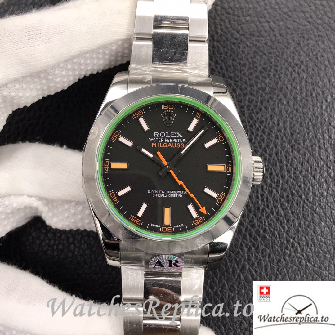 Swiss Rolex Milgauss Replica Stainless steel strap 40MM Black Dial - Replica Watches Shop
