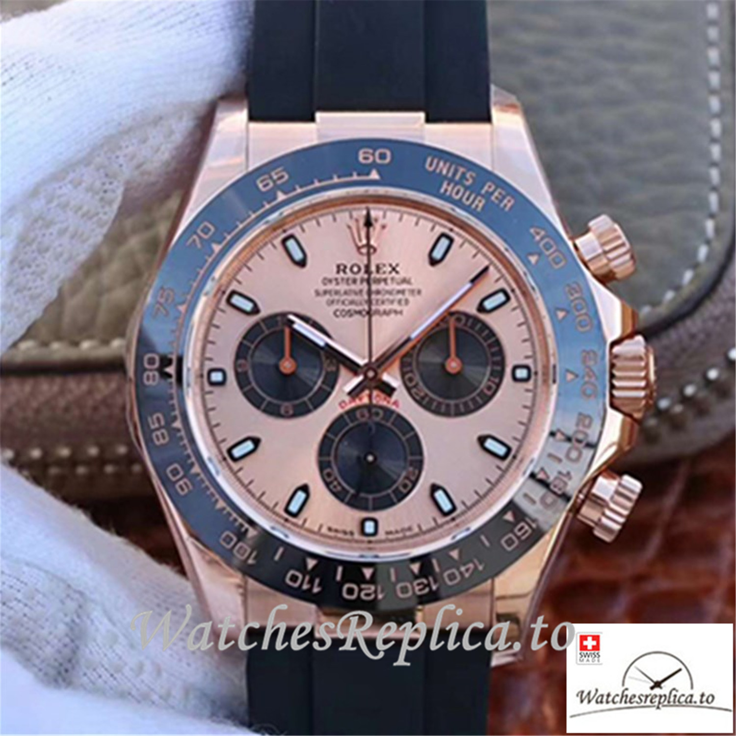 Swiss Rolex Daytona Cosmograph Replica 116515LN 001 Rubber Strap 40MM - Replica Watches Shop