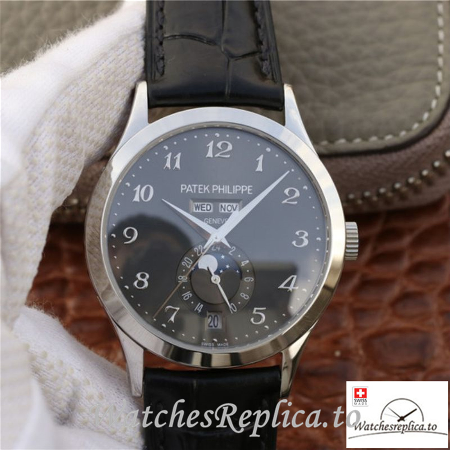 Swiss Patek Philippe Complications Annual Calendar Replica 5396G-014 Black Strap 38MM - Replica Watches Shop