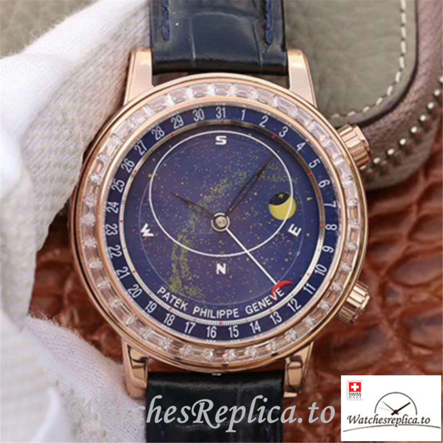 Swiss Patek Philippe Grand Complications Replica 6103P-001 Black Strap 43MM - Replica Watches Shop