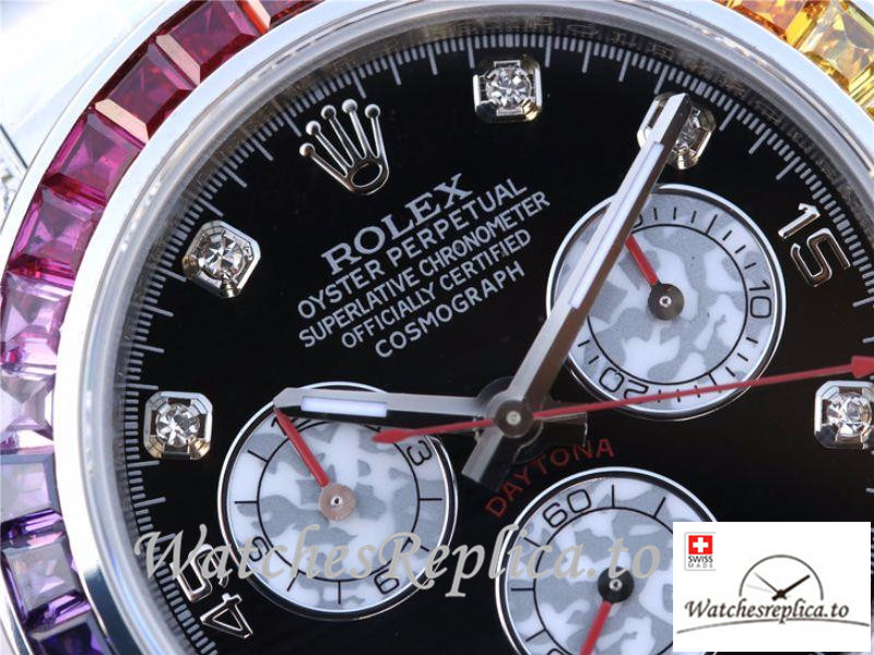 Swiss Rolex Daytona Cosmograph Rainbow Replica 116595RBOW Silver Strap 40MM - Replica Watches Shop