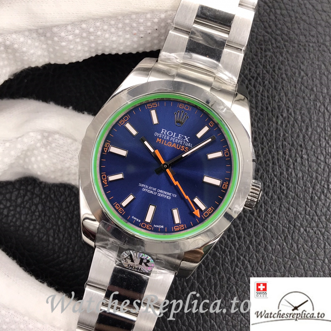 Swiss Rolex Milgauss Replica Stainless steel strap 40MM Blue Dial - Replica Watches Shop