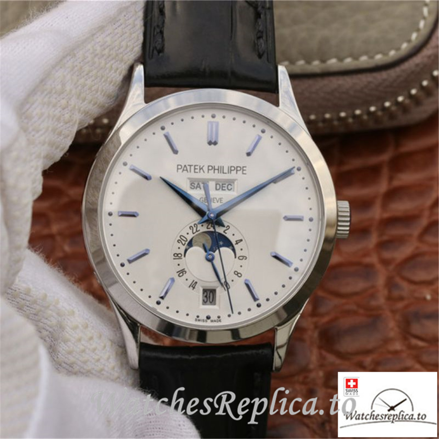 Swiss Patek Philippe Complications Annual Calendar Replica 5396G-011 Black Strap 38MM - Replica Watches Shop