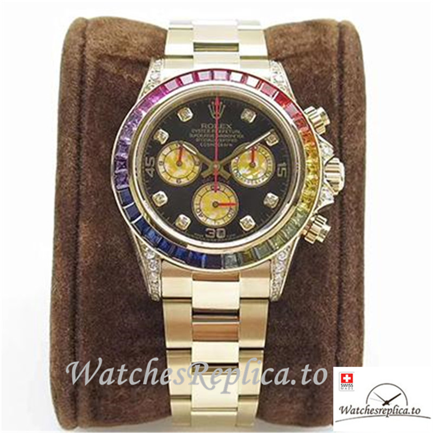 Swiss Rolex Daytona Cosmograph Rainbow Replica 116589 Gold Strap 40MM - Replica Watches Shop