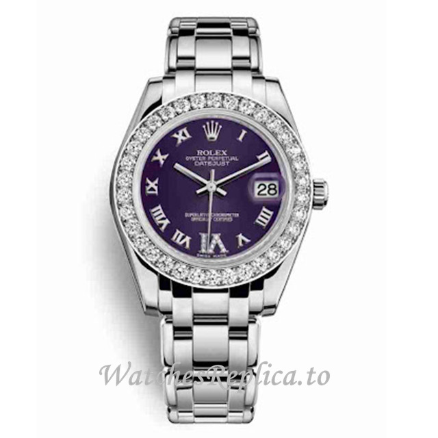 Replica Rolex Pearlmaster m81299-0040 34MM White Gold strap Ladies Watch - Replica Watches Shop