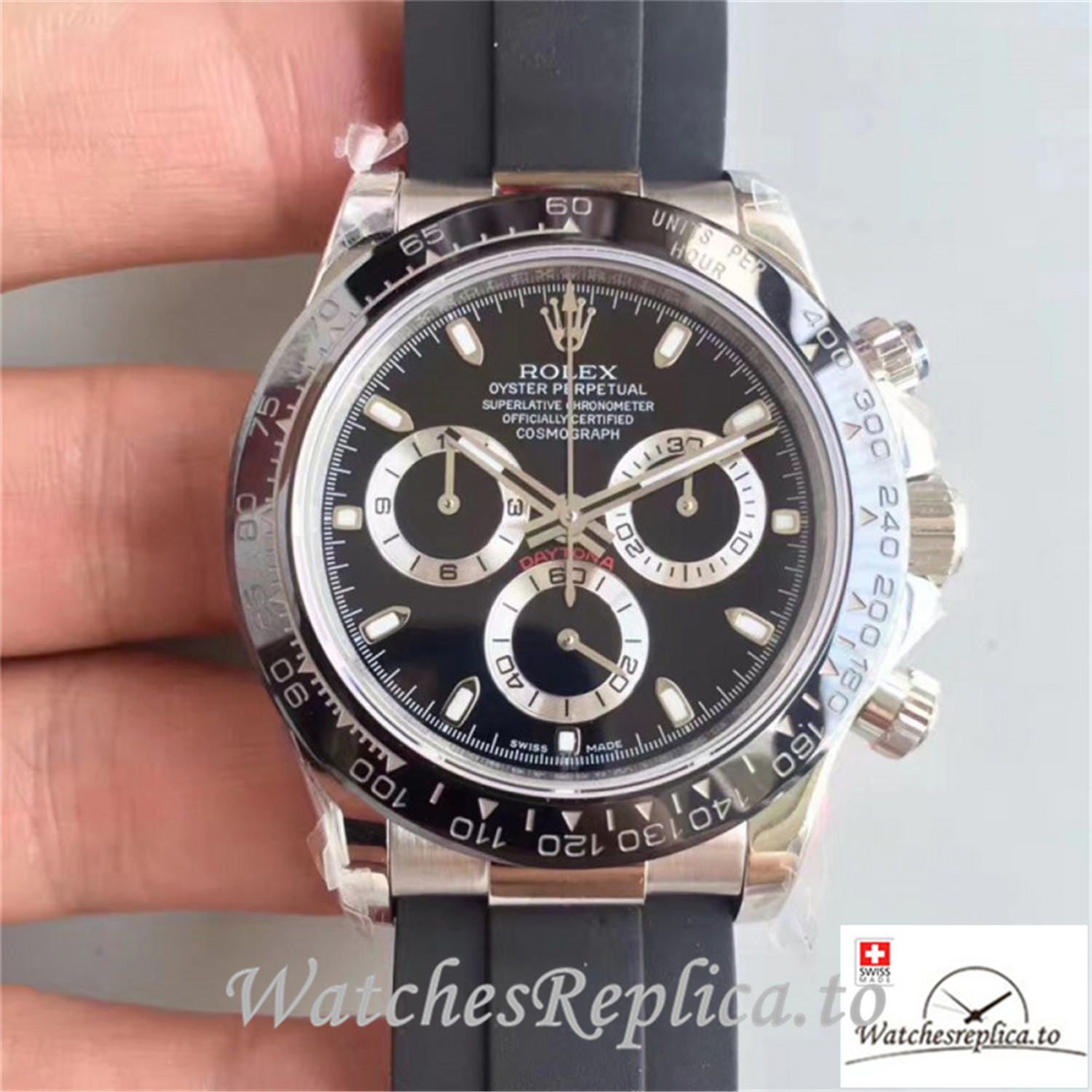 Swiss Rolex Daytona Cosmograph Replica 116519LN 003 Black Strap 40MM - Replica Watches Shop