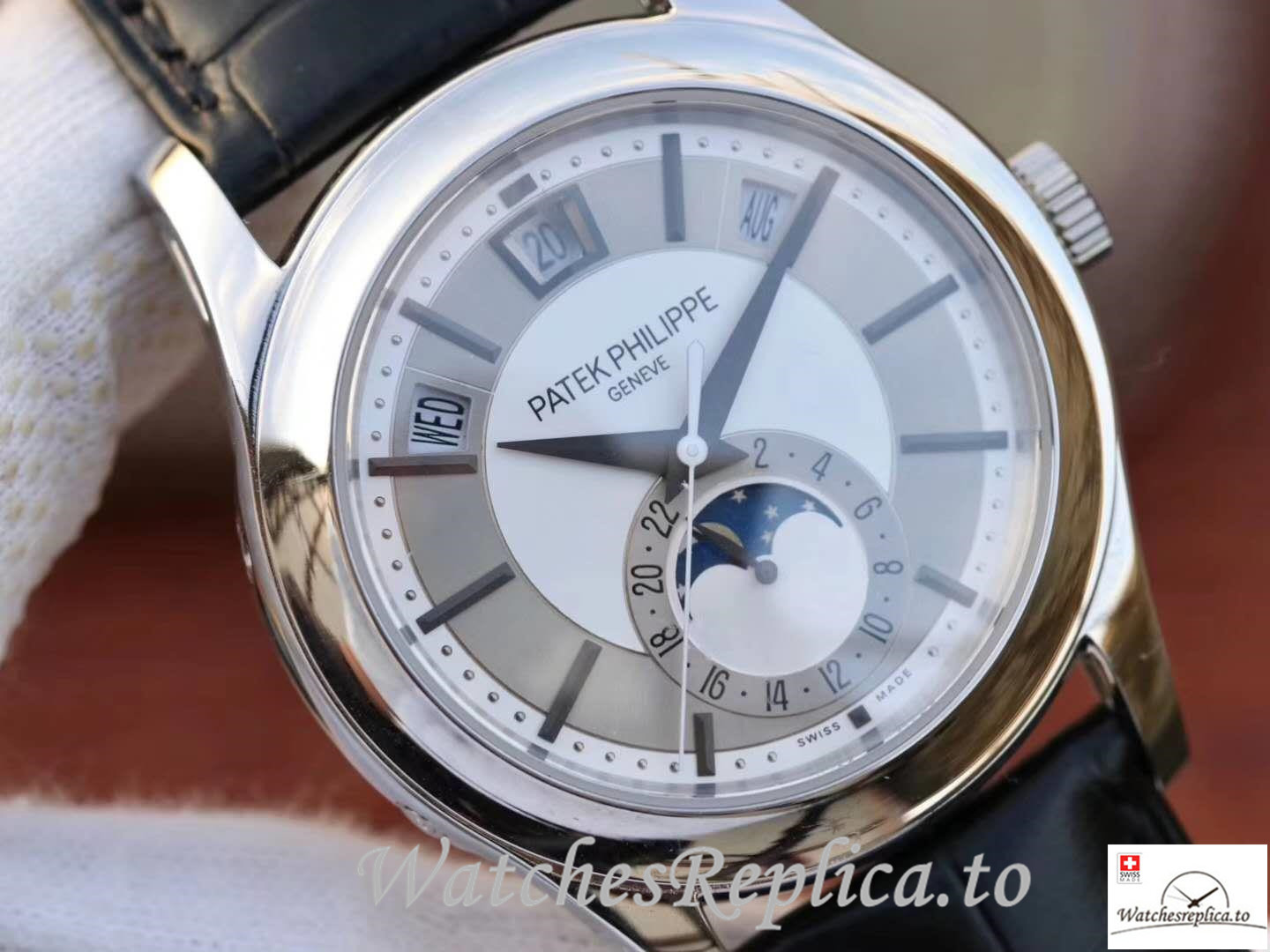 Swiss Patek Philippe Complications Annual Calendar Replica 5205G-001 Black Strap 40MM - Replica Watches Shop