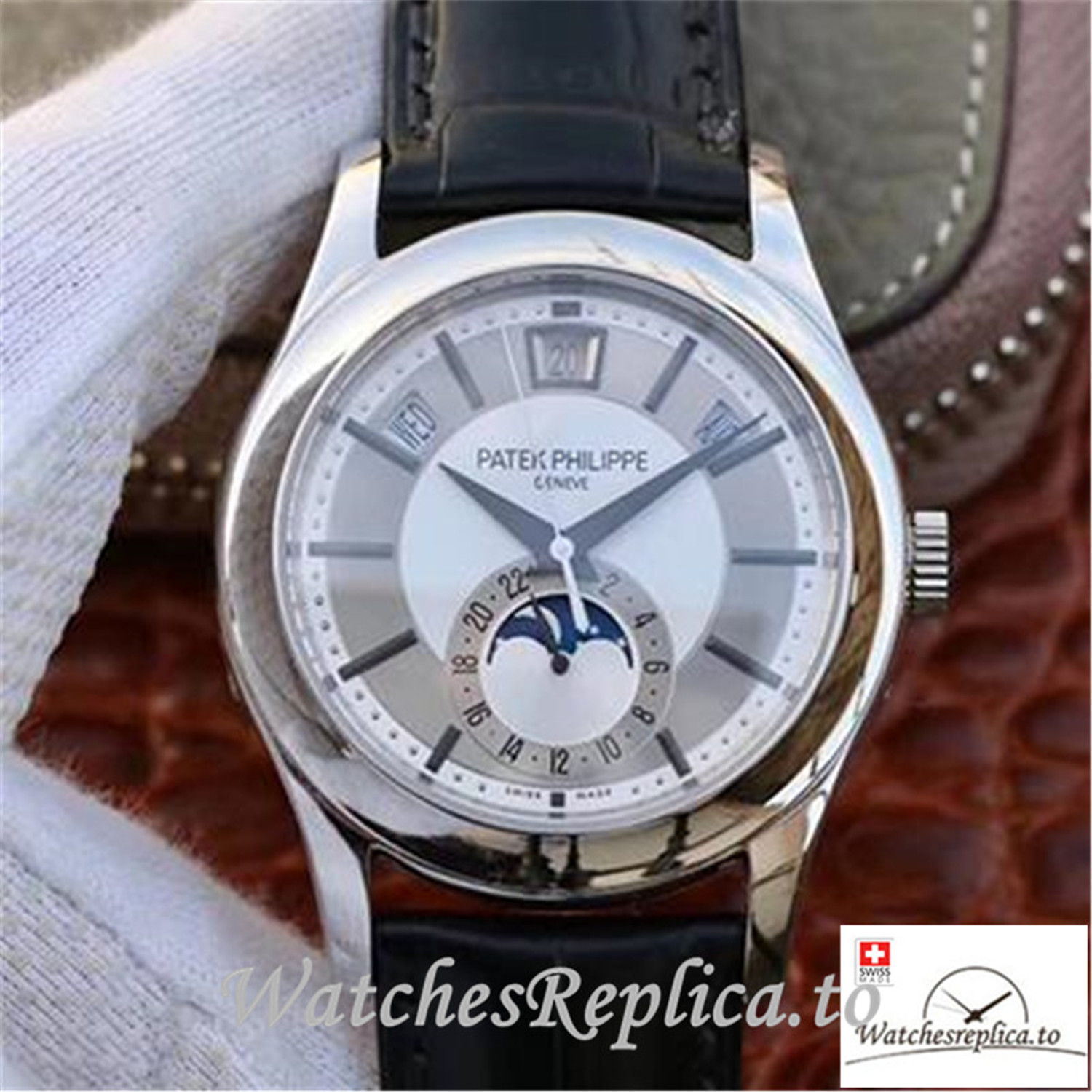 Swiss Patek Philippe Complications Annual Calendar Replica 5205G-001 Black Strap 40MM - Replica Watches Shop