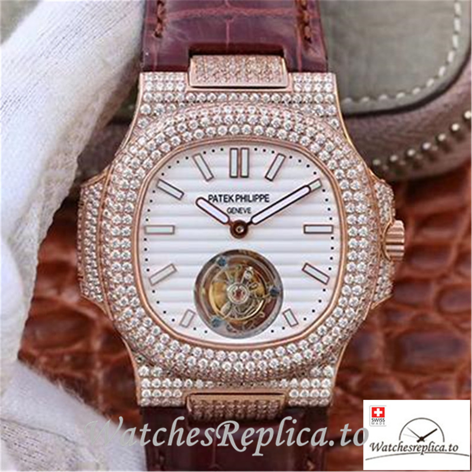 Swiss Patek Philippe Nautilus Jumbo Replica 5711 002 Brown Strap 40MM - Replica Watches Shop