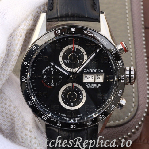 Tag Heuer Replica Carrera Leather strap 43MM - Replica Watches Shop