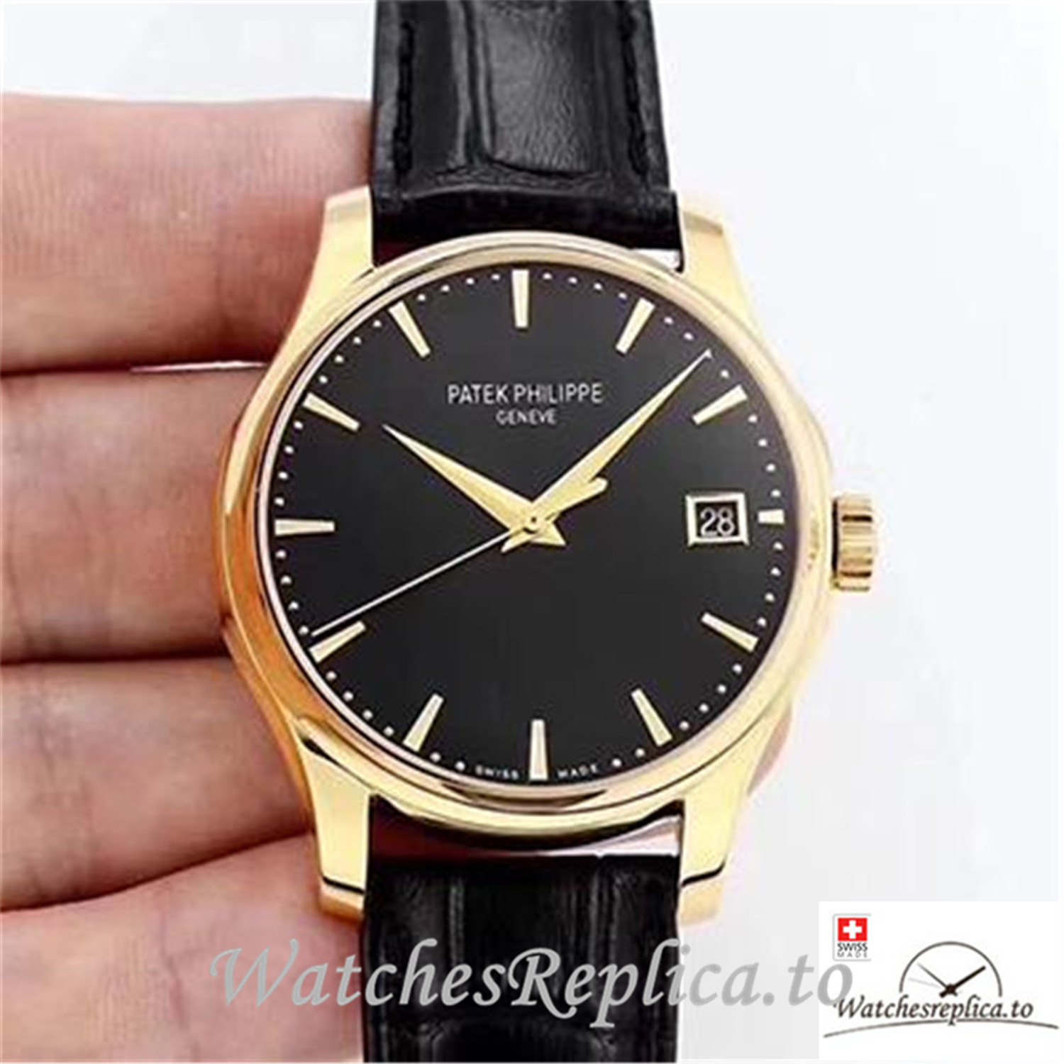 Swiss Patek Philippe Calatrava Replica 5227 001 Black Strap 39MM - Replica Watches Shop
